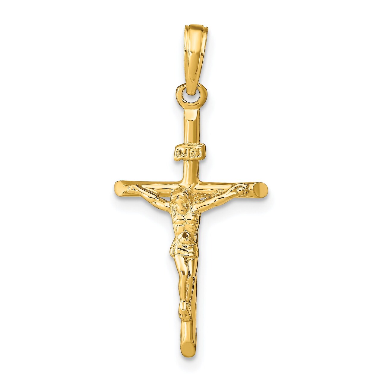 14K Gold Stick Style Crucifix Pendant Charm Religious Jewelry 31 x 15 mm